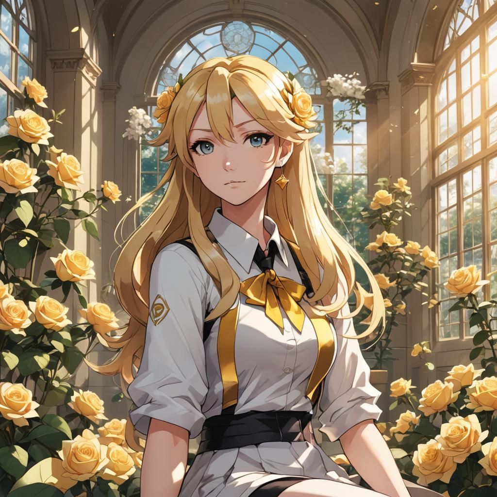 Anime Pokémon Gym Leader with Golden Roses