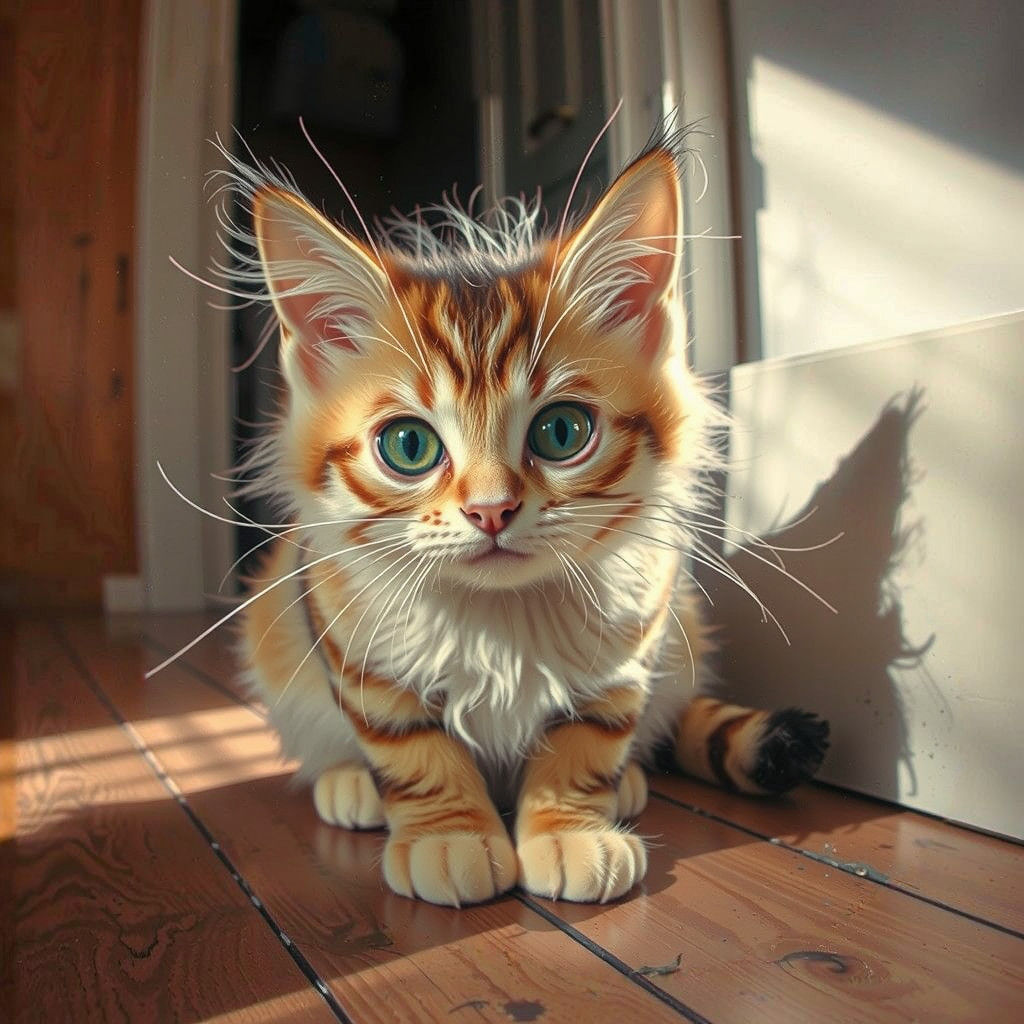 Cute Cat in Sunlit Setting