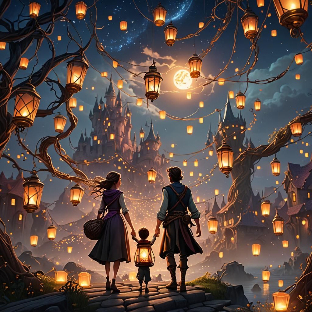 Tangled Lantern Scene: Fantasy Concept Art