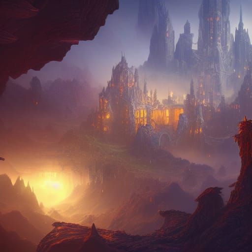 Fantastical Logo Concept Art in Deep Color