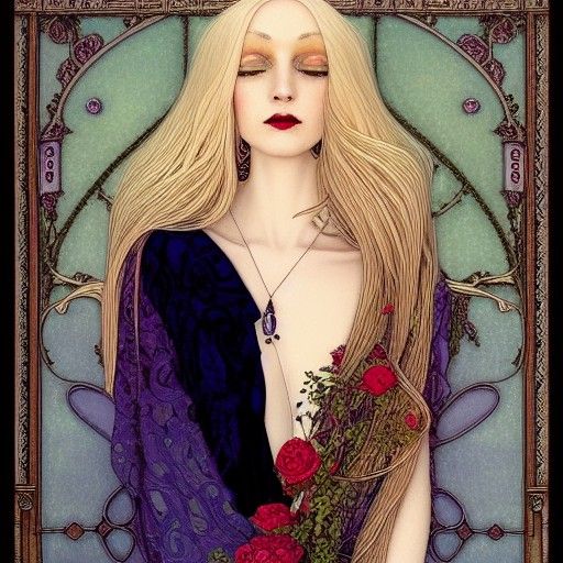 Decadent Portrait of Androgynous Man in Art Nouveau Style