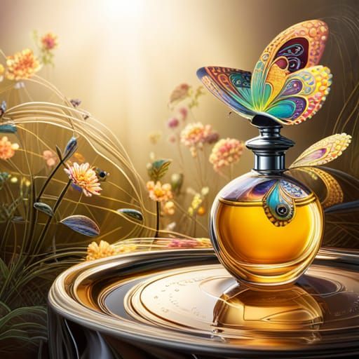 Opulent Perfume Bottle with Butterfly Design
