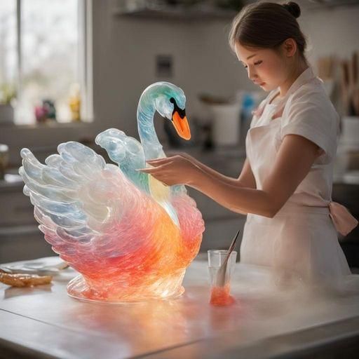Girl Creates Delicate Jello Swan Sculpture
