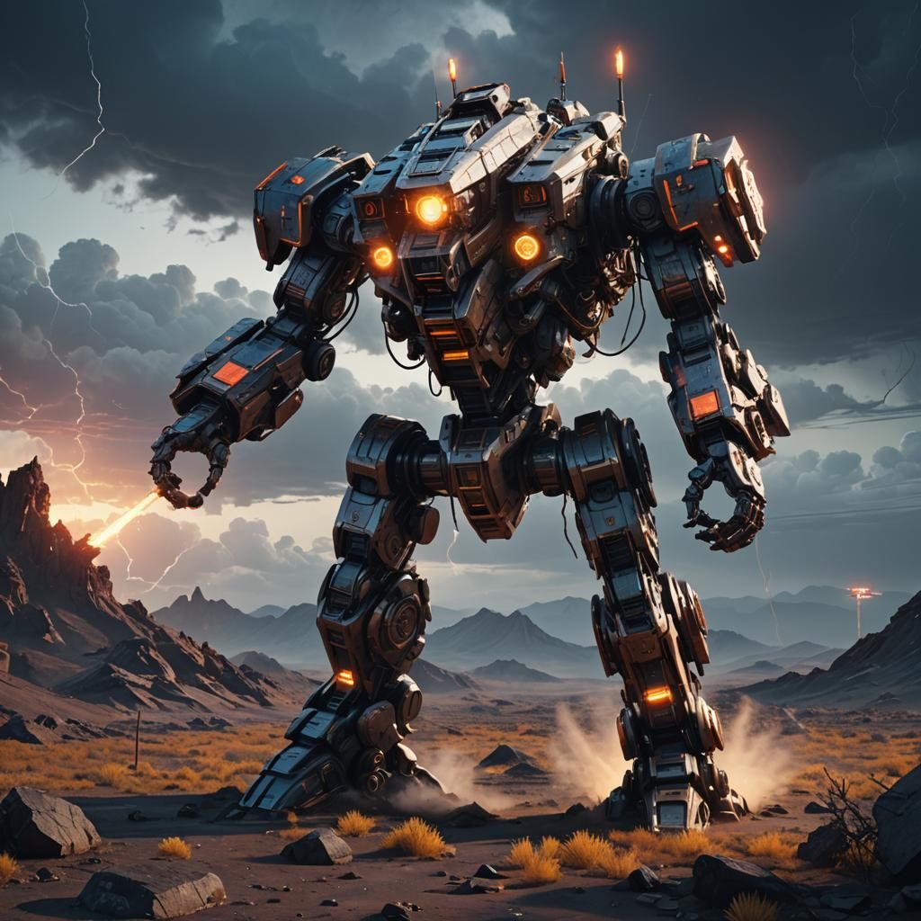 Sci-Fi Mech on Alien Planet in 3D