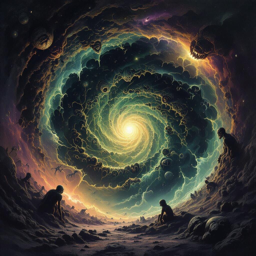 Cosmic Terror Vortex of Faces and Demons in Abstract Horror ...