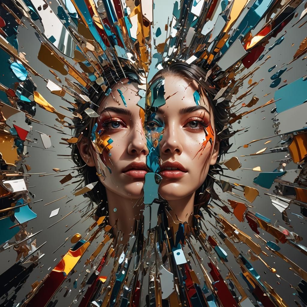 Splitted Mirror Reflects Different Persons: Hyperrealistic A...