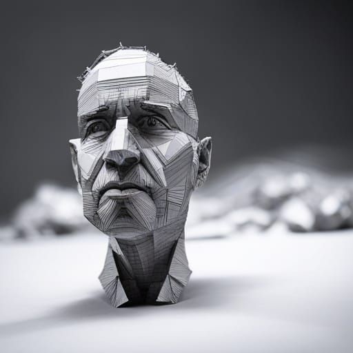 Detailed Paper Origami Sculpture of a Human