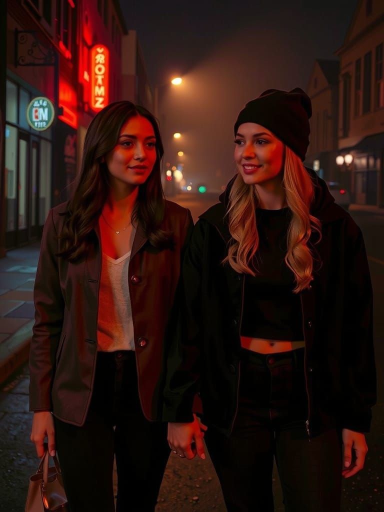 Elegant Women in Love, Art Nouveau Style