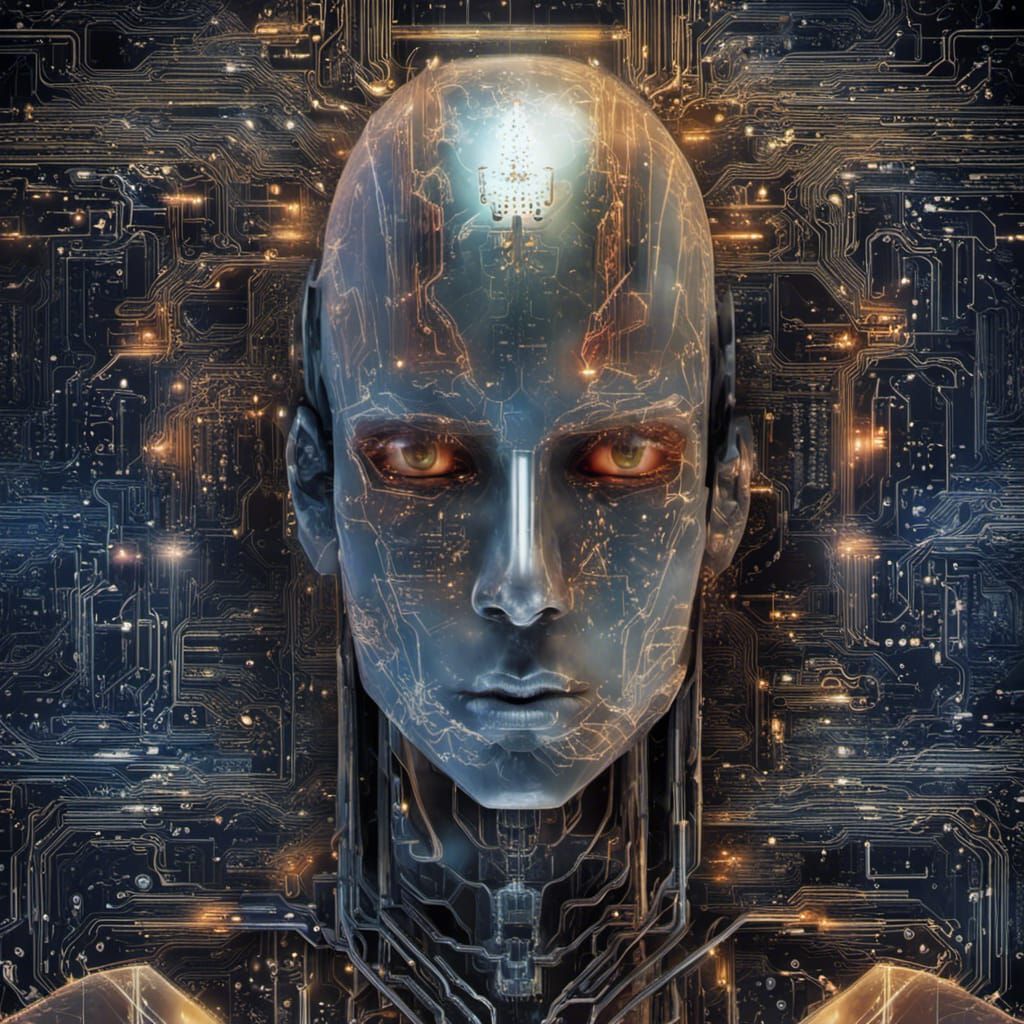 Cyberpunk Computer Bug on Circuits Portrait