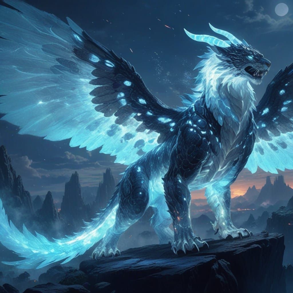 Majestic Kaiju with Tiger Face and Lunar Energy