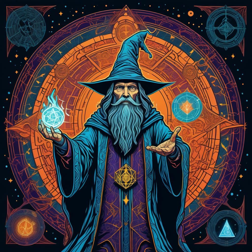 Wizard Summoning Magic as Screen Print