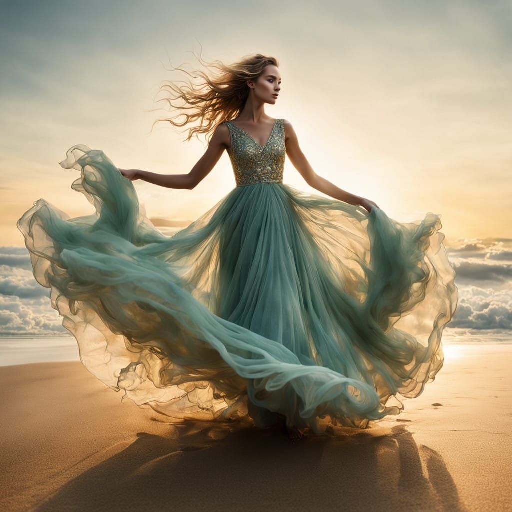 Surreal Goddess of the Ephemeral Coastline in Lavish, Dissol...