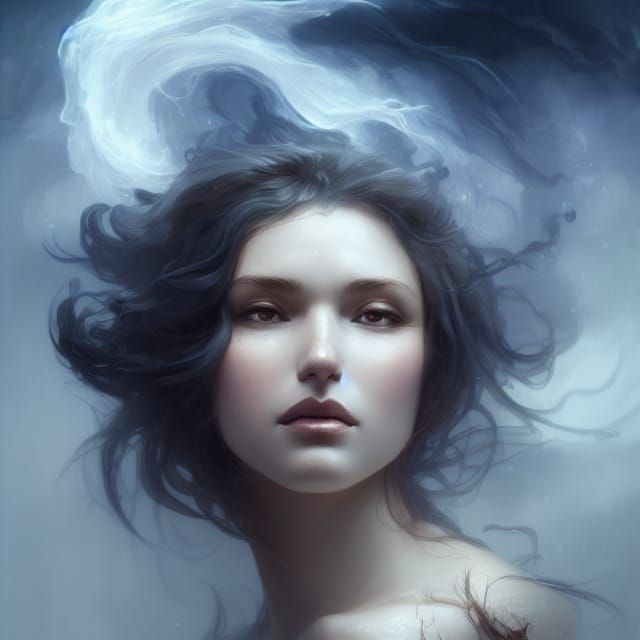 Water Spirit Portrait in Astral Illustration Style
