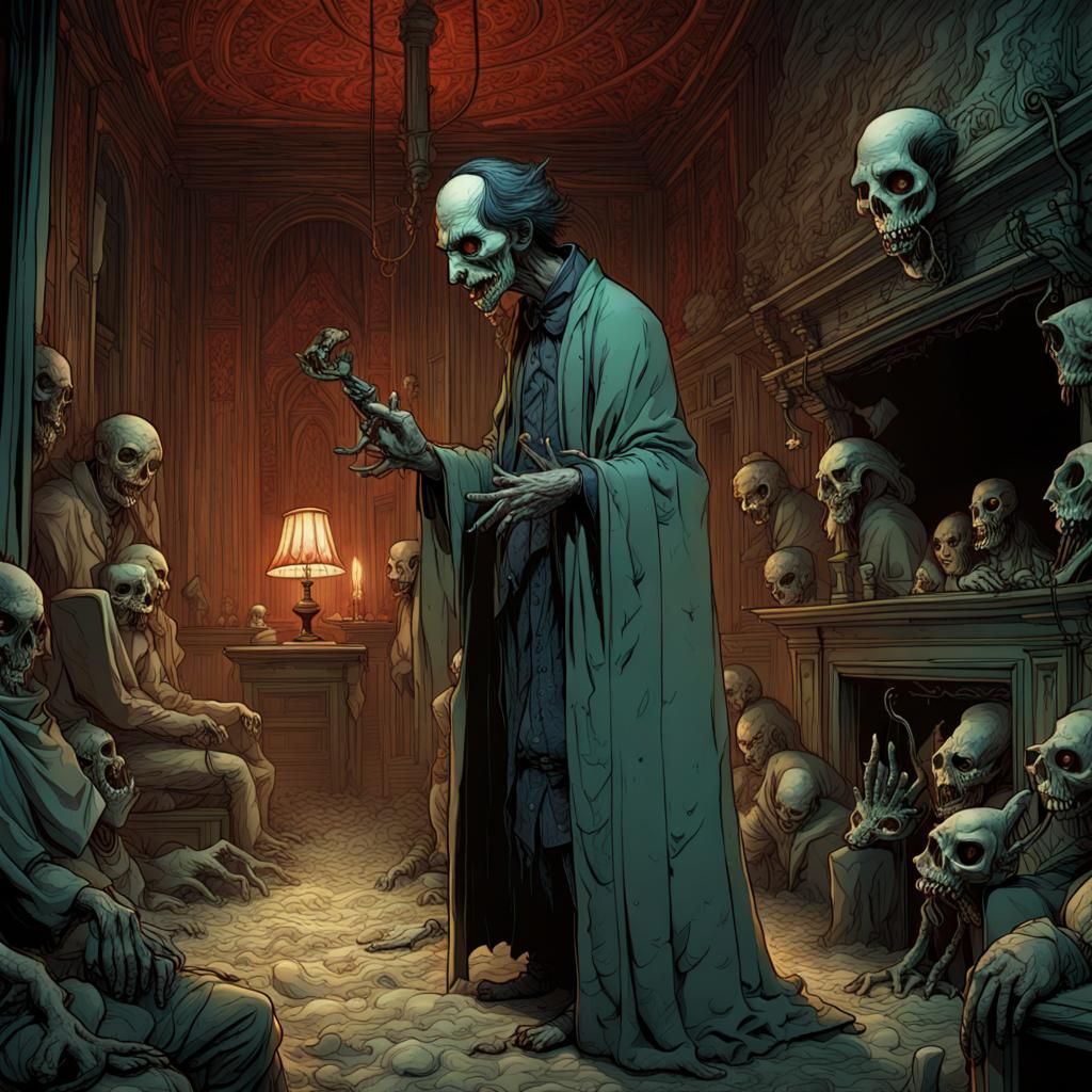 Sinister Hyperdetailed Illustration in Horror Style