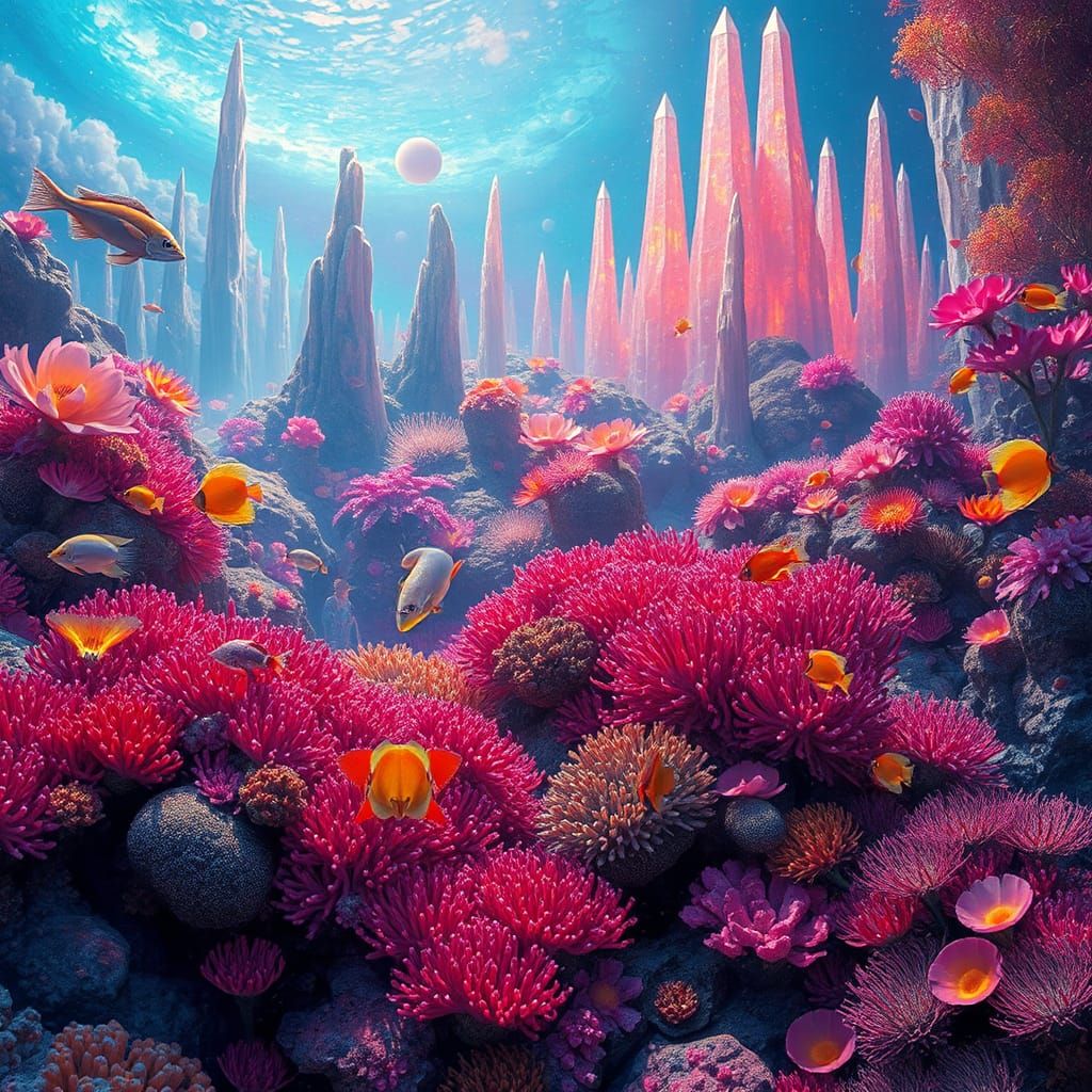Heavenly Coral Reef with Crystalline Spires