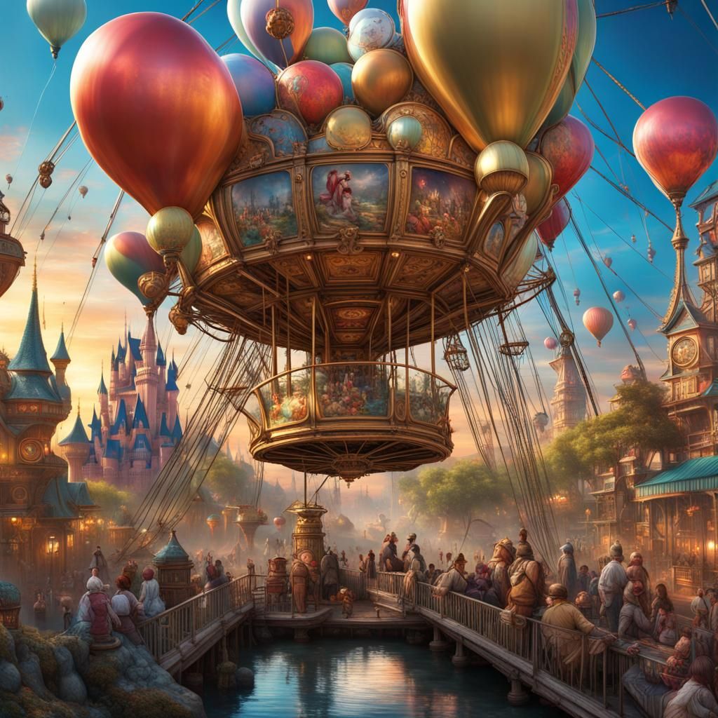 Disney Park Ferris Wheel in Ethereal Fantasy Style