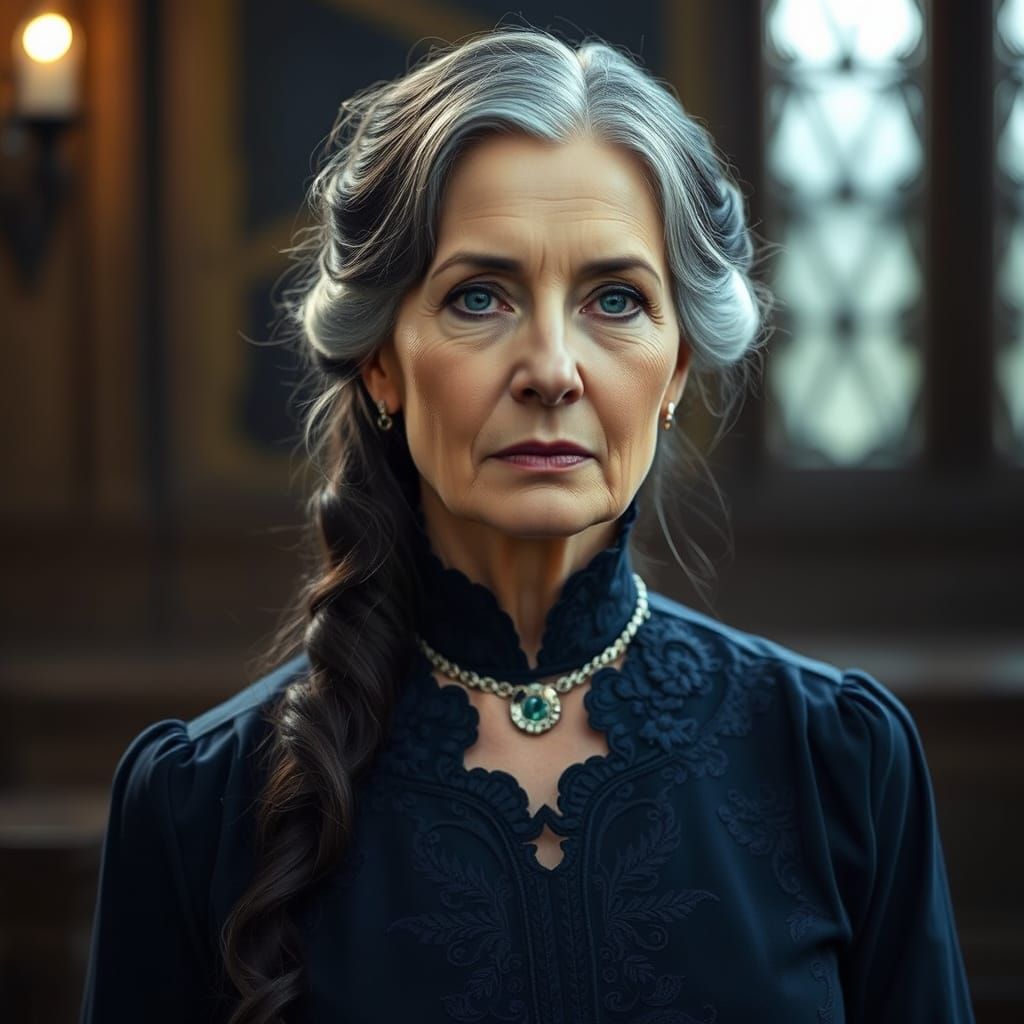 Elegant Irish Woman in Edwardian Dress: Cinematic Portrait