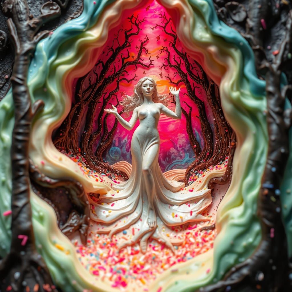 Ice Cream Kingdom: Ethereal Woman in a Dreamlike Artistry