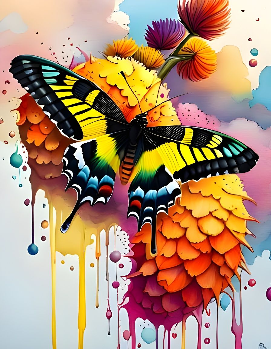 Colorful Madagascar Sunset Moth: Pastel Watercolor Graffiti ...