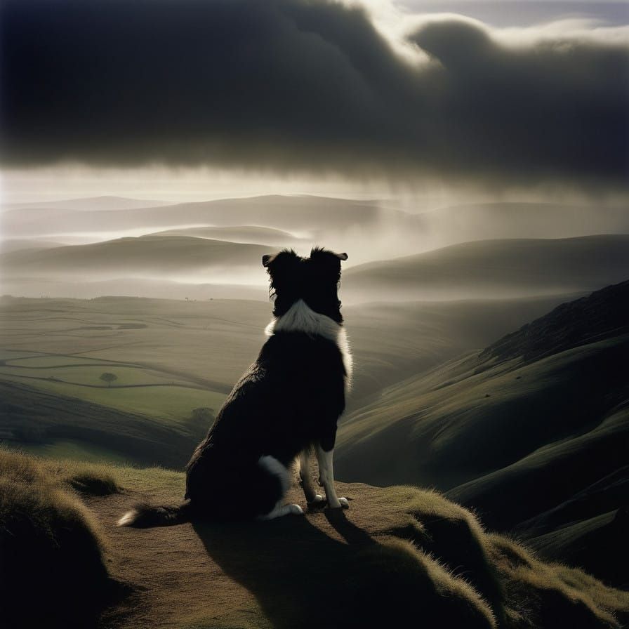 Border Collie Contemplates the Fading Light