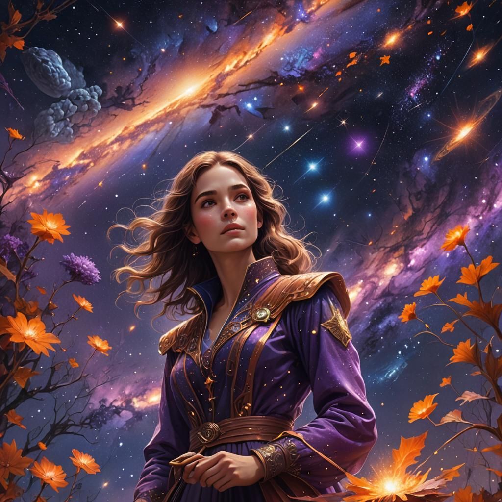 Woman Draws Galaxy Coming to Life: Matte Painting