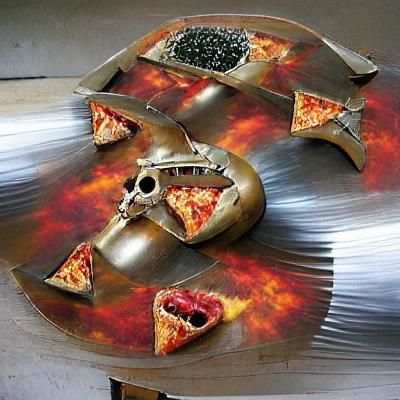 Abstract Metal Pizza Sculpture