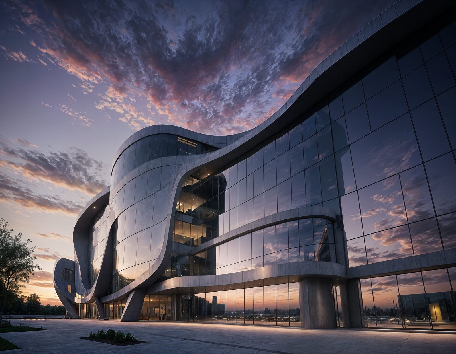 Modern Architectural Masterpiece with Sinuous Concrete Facad...