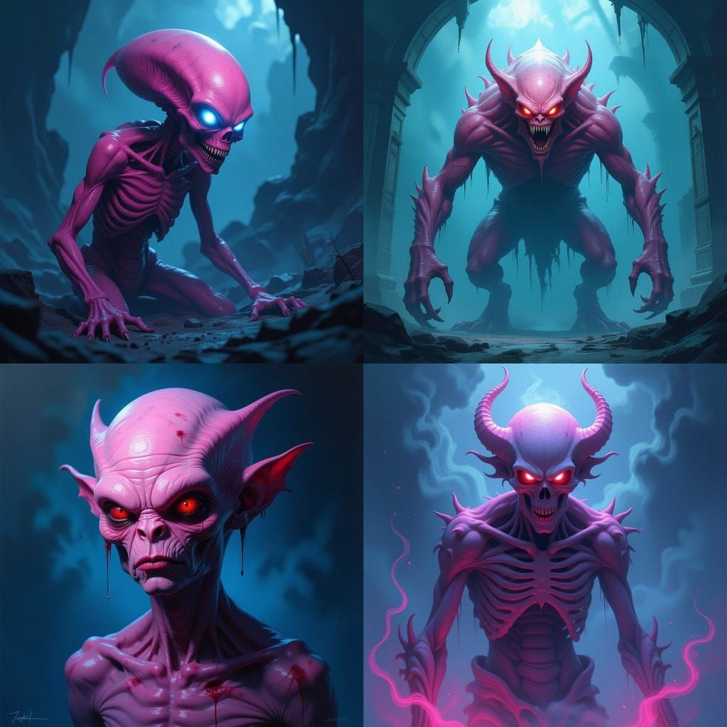 Grotesque Pale Emaciated Extraterrestrial Creature