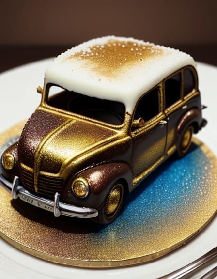 Chocolate Car on Cake: Alcohol Ink Macro Photography