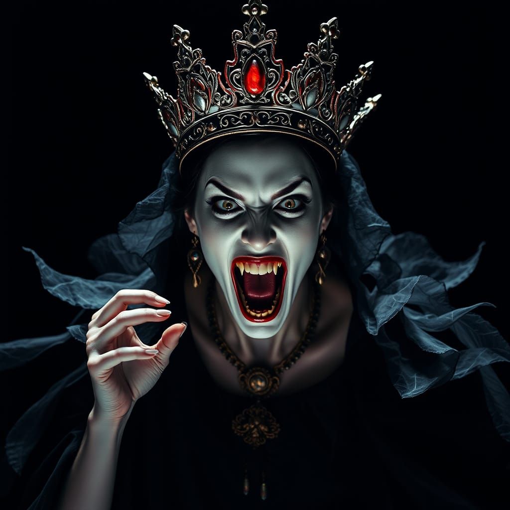 Ethereal Vampire Queen Unleashes Fury in Dark, Gothic Splend...