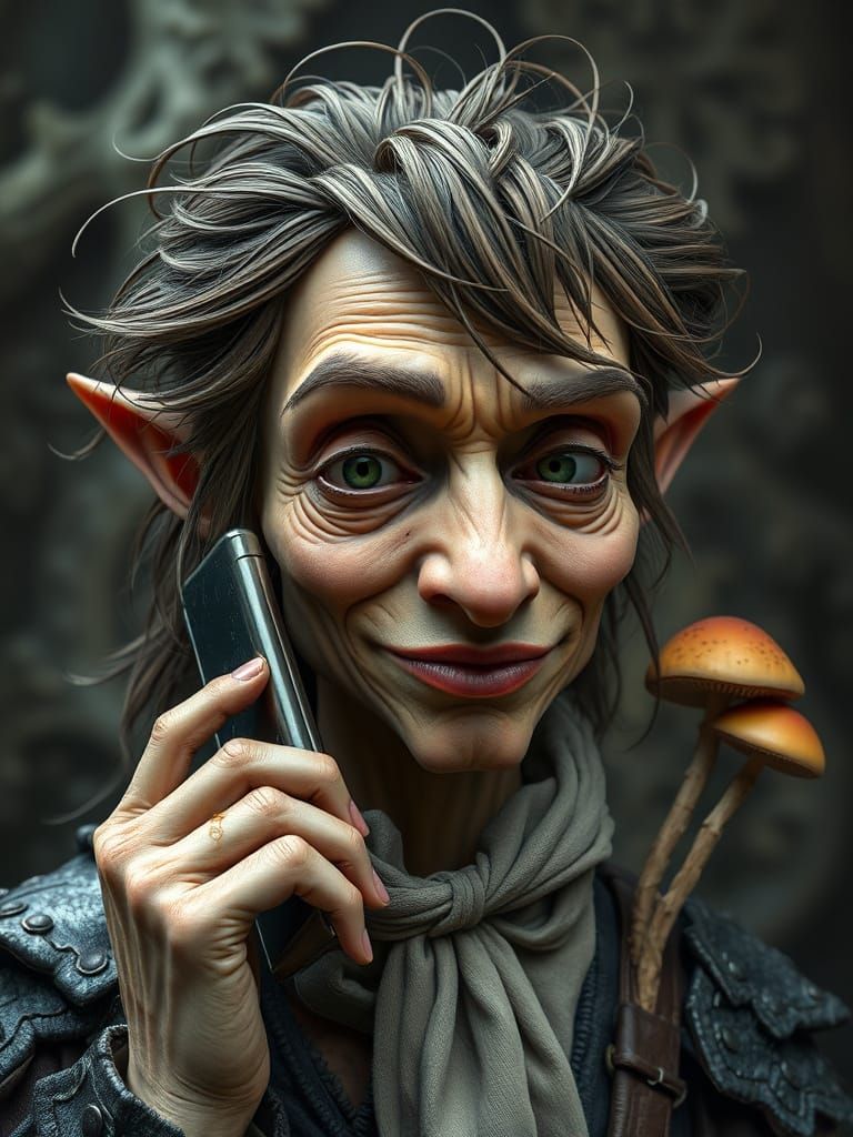 Grotesque Caricature of Elven Druid in Living Armor