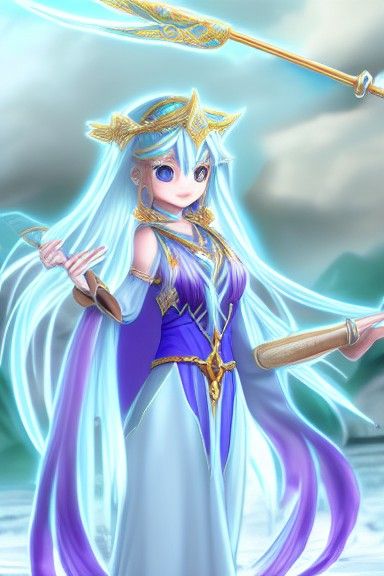 Water Mage with Staff of Purity in Sci-Fi Style