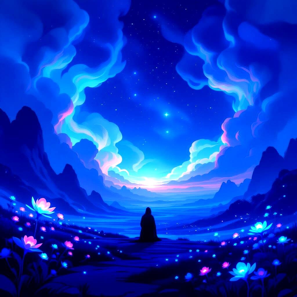 Azure Reverie: Serene Blue Dreamscape