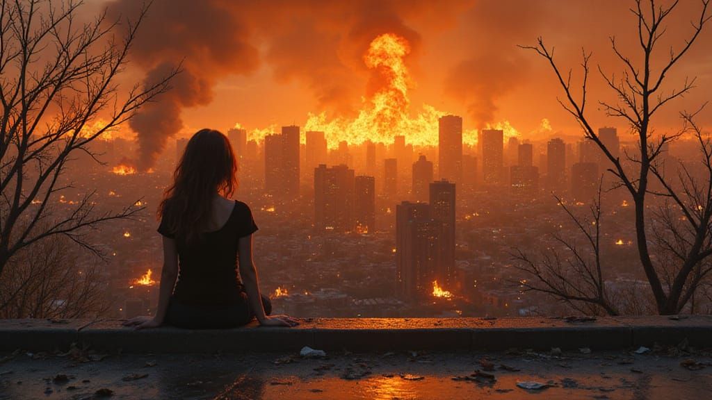 Dystopian Cityscape in Stark, Cyberpunk Style