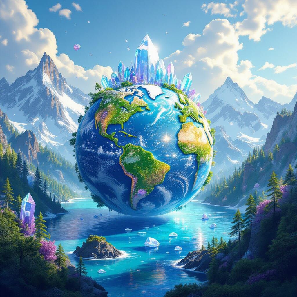 Crystal Earth Gemstone Forests in Dreamlike Style