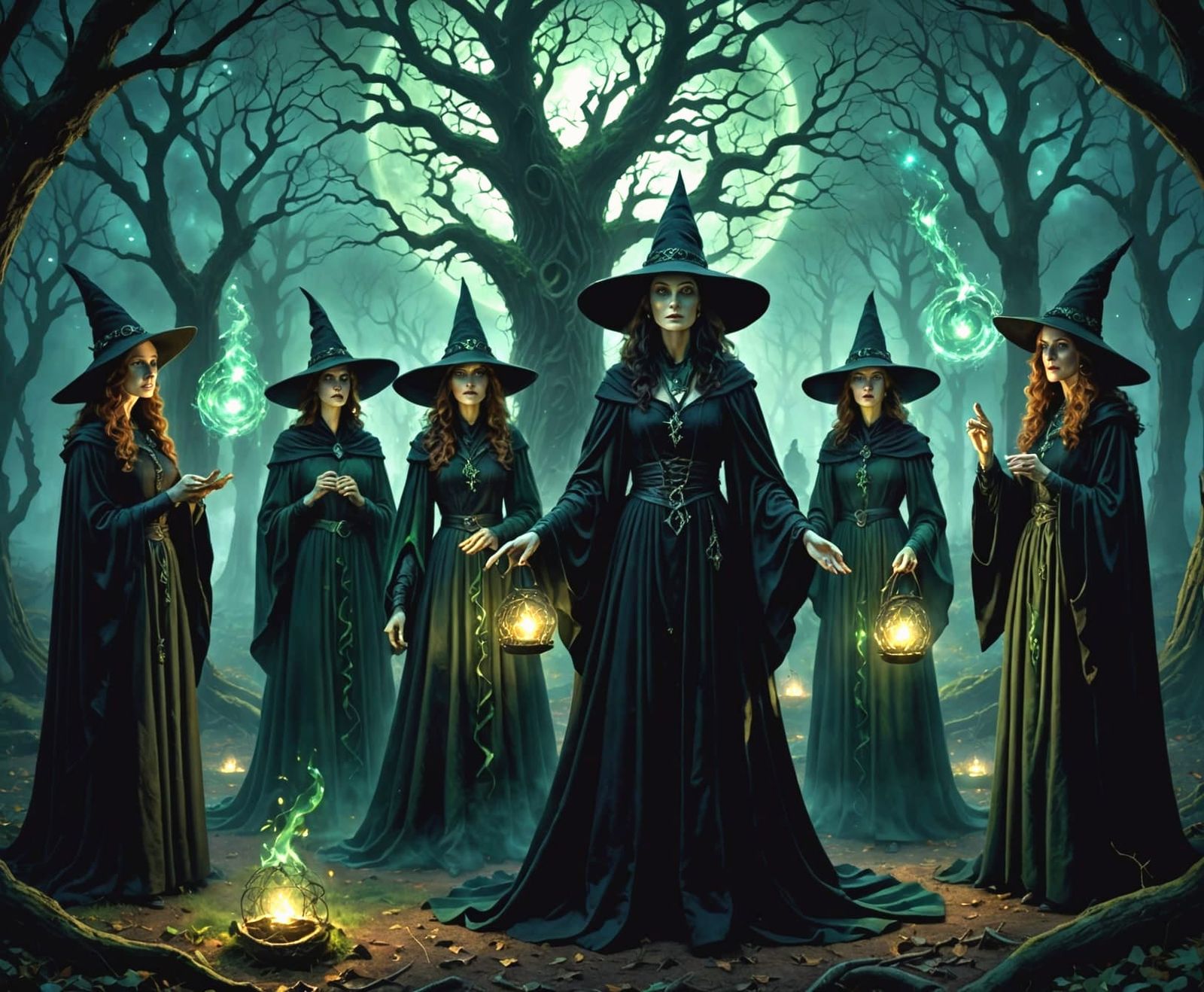 Moonlit Witch Coven Conjures Arcane Energy