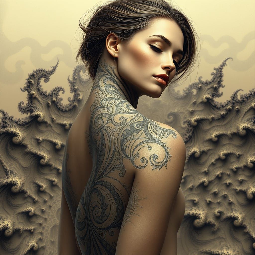 Ethereal Woman in Fractalized Beauty