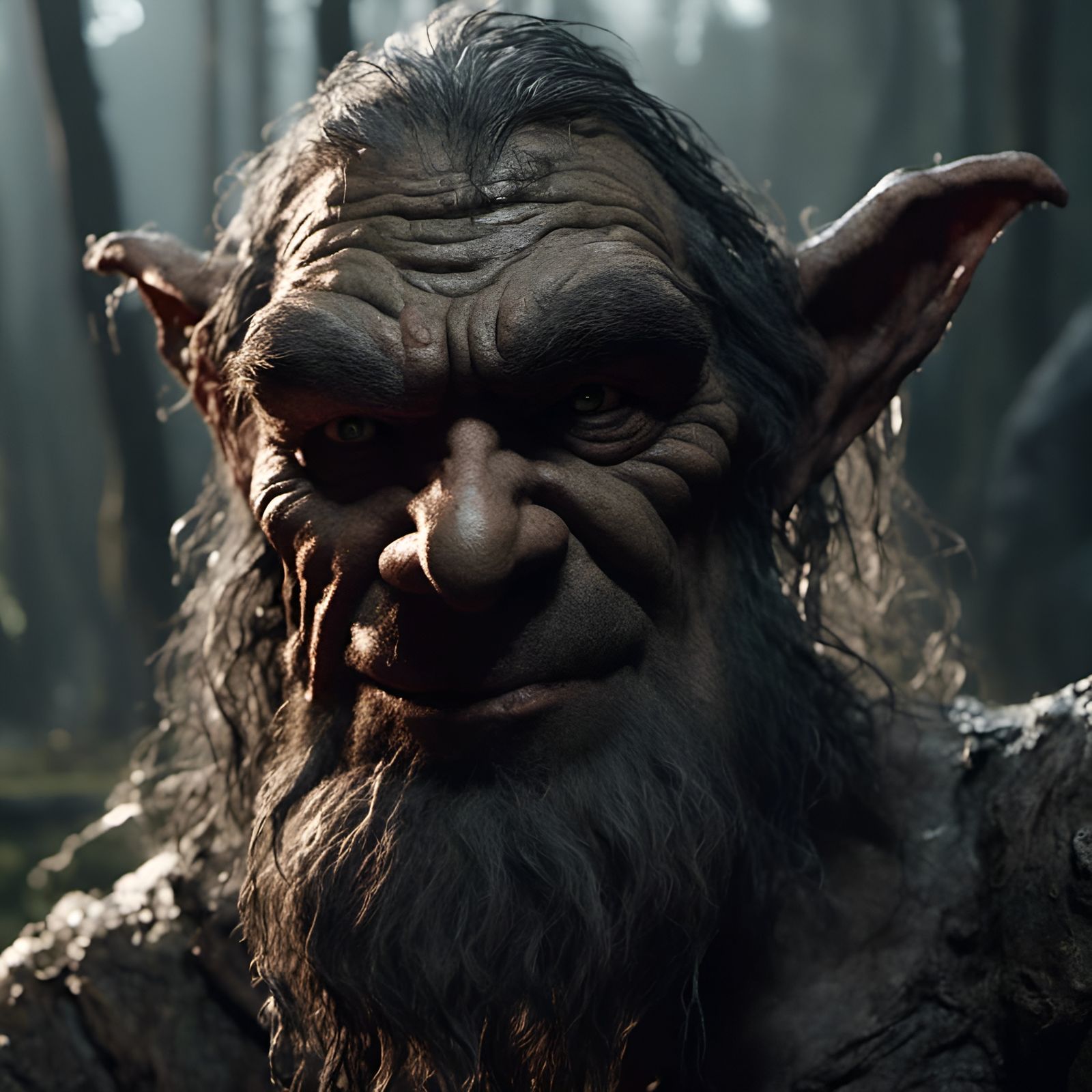 Realistic Portrait of a Withered Troll in Swamp