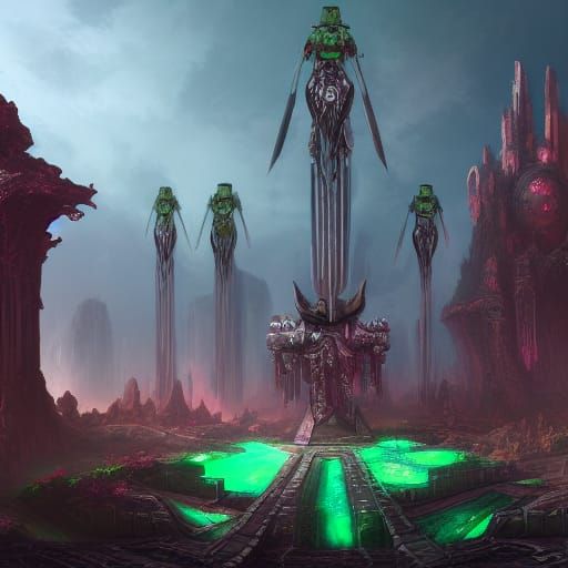 Detailed Matte Painting of a Necron Tombworld