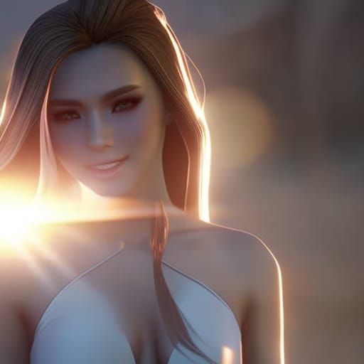 Sunlit Beauty: A Woman's Subtle Smile in Unreal Engine