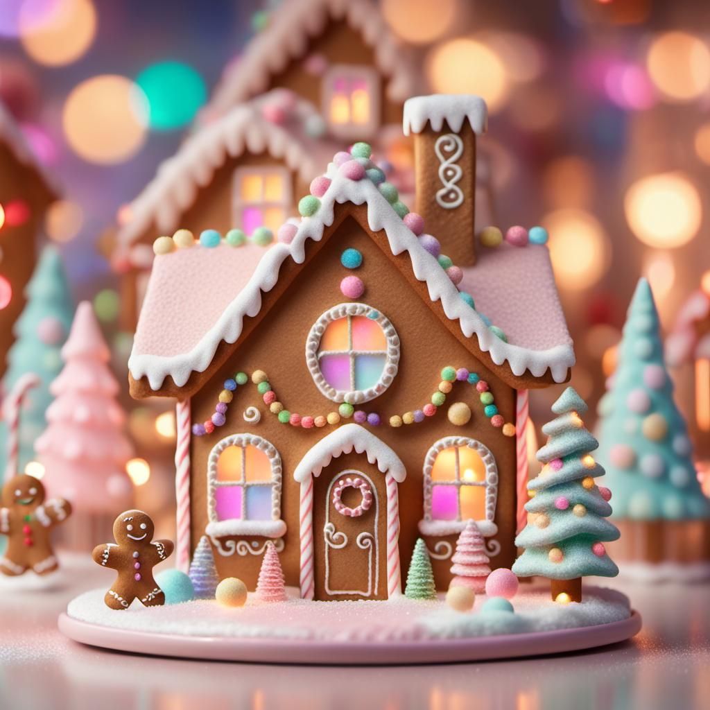 Disney Pixar style 3D beautiful pastel Christmas scene with ...