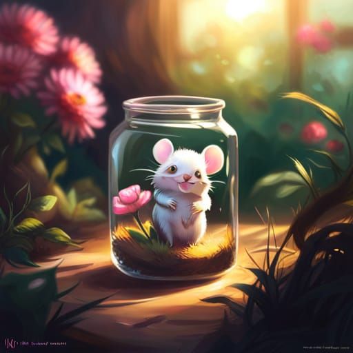 Chibi Mouse Portrait in Crystal Jar