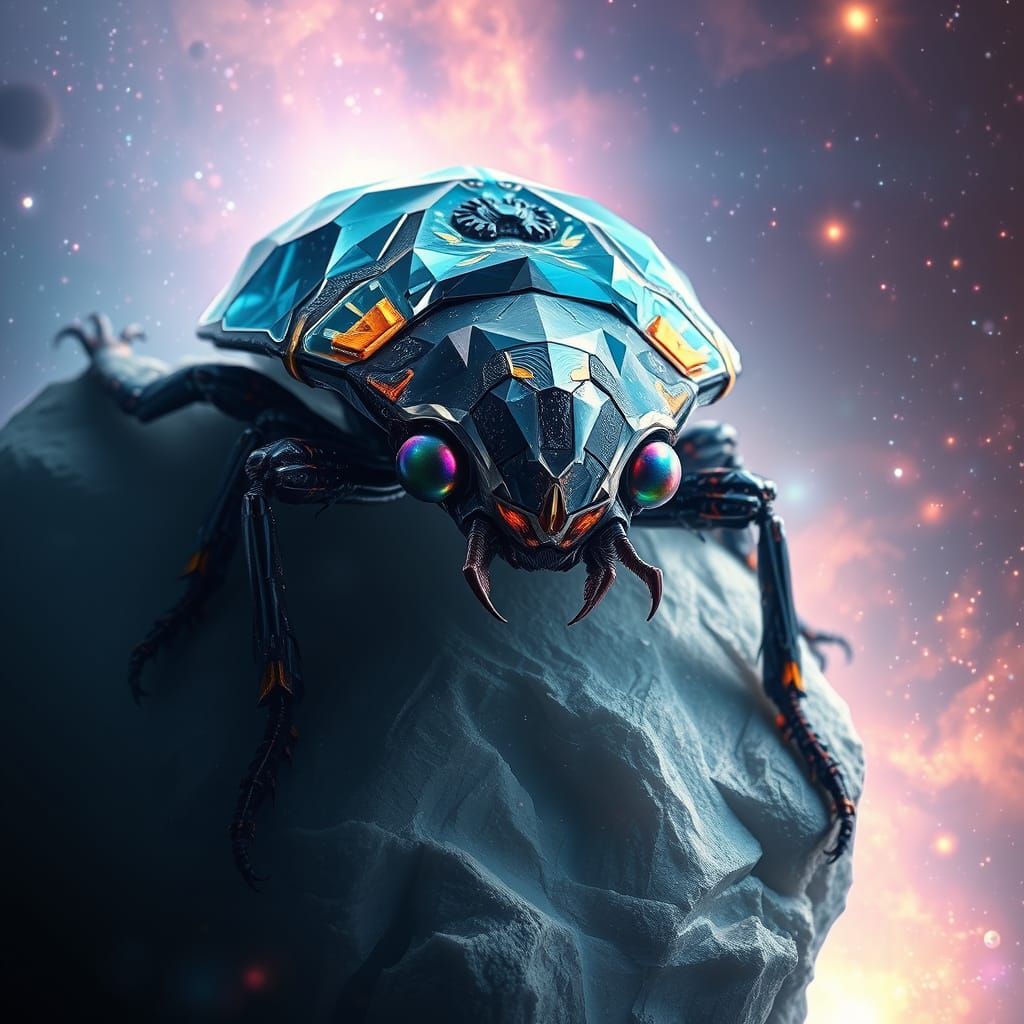 Crystalline Beetle on Nebula, Galactic Reflection
