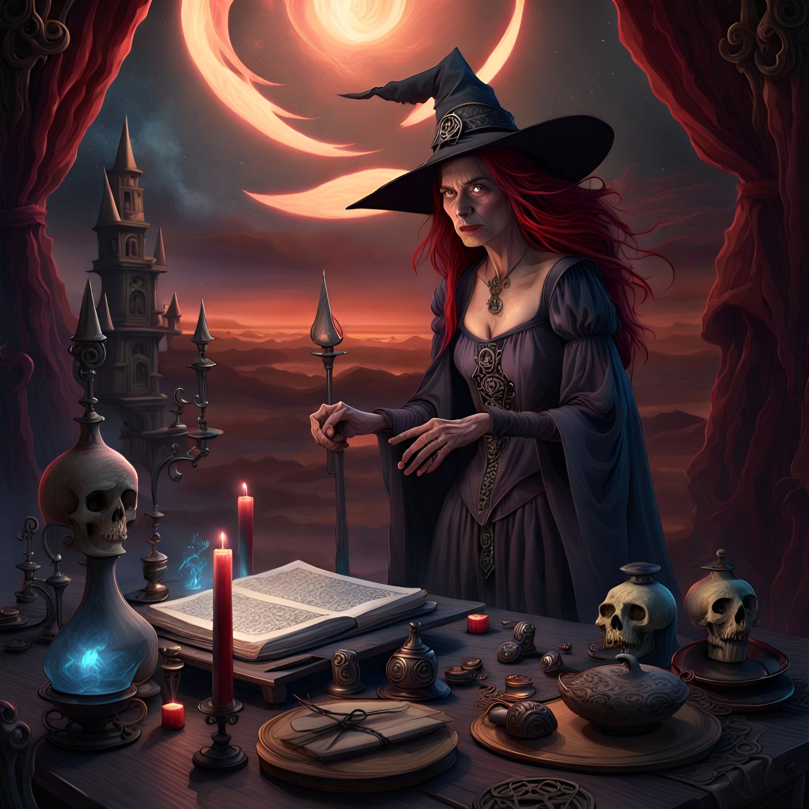 Old Sorcerer in a Dark Gothic Fantasy