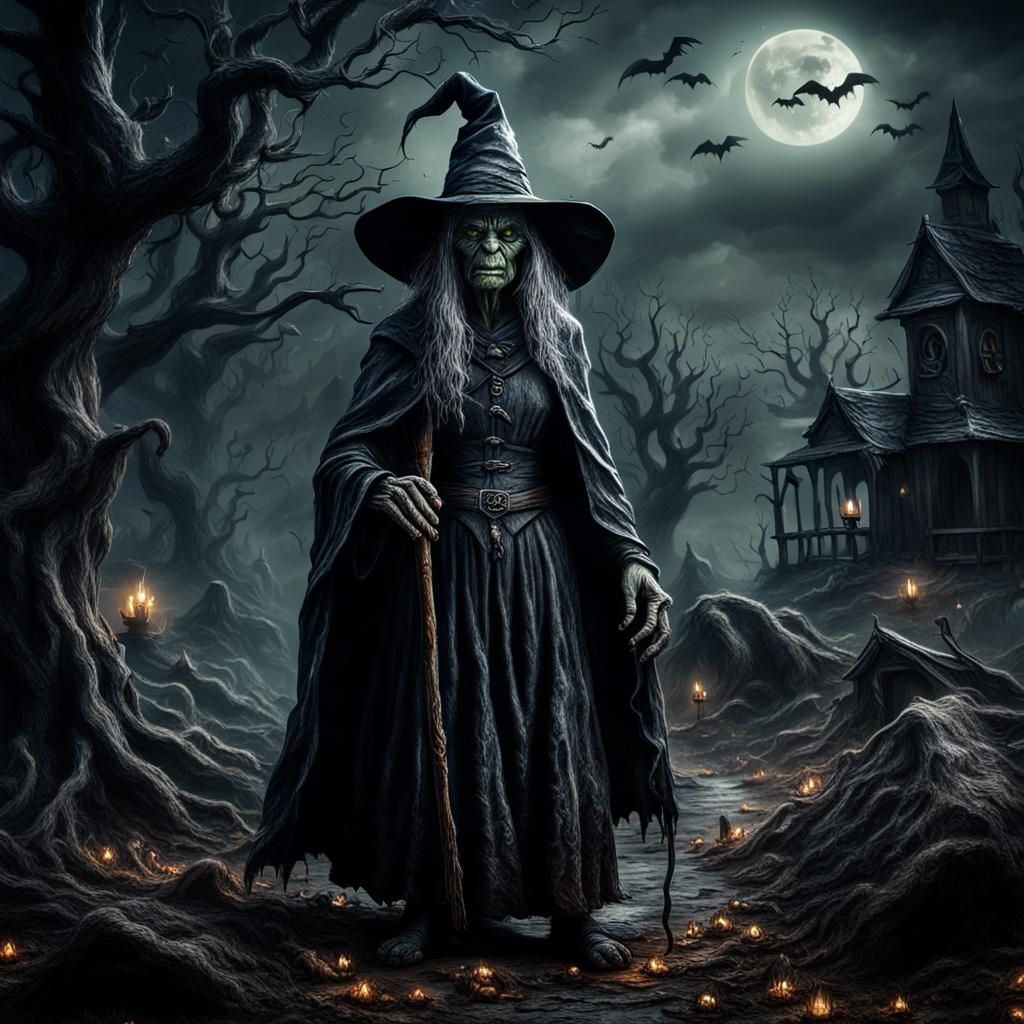 Hyperrealistic Portrait of an Evil Witch