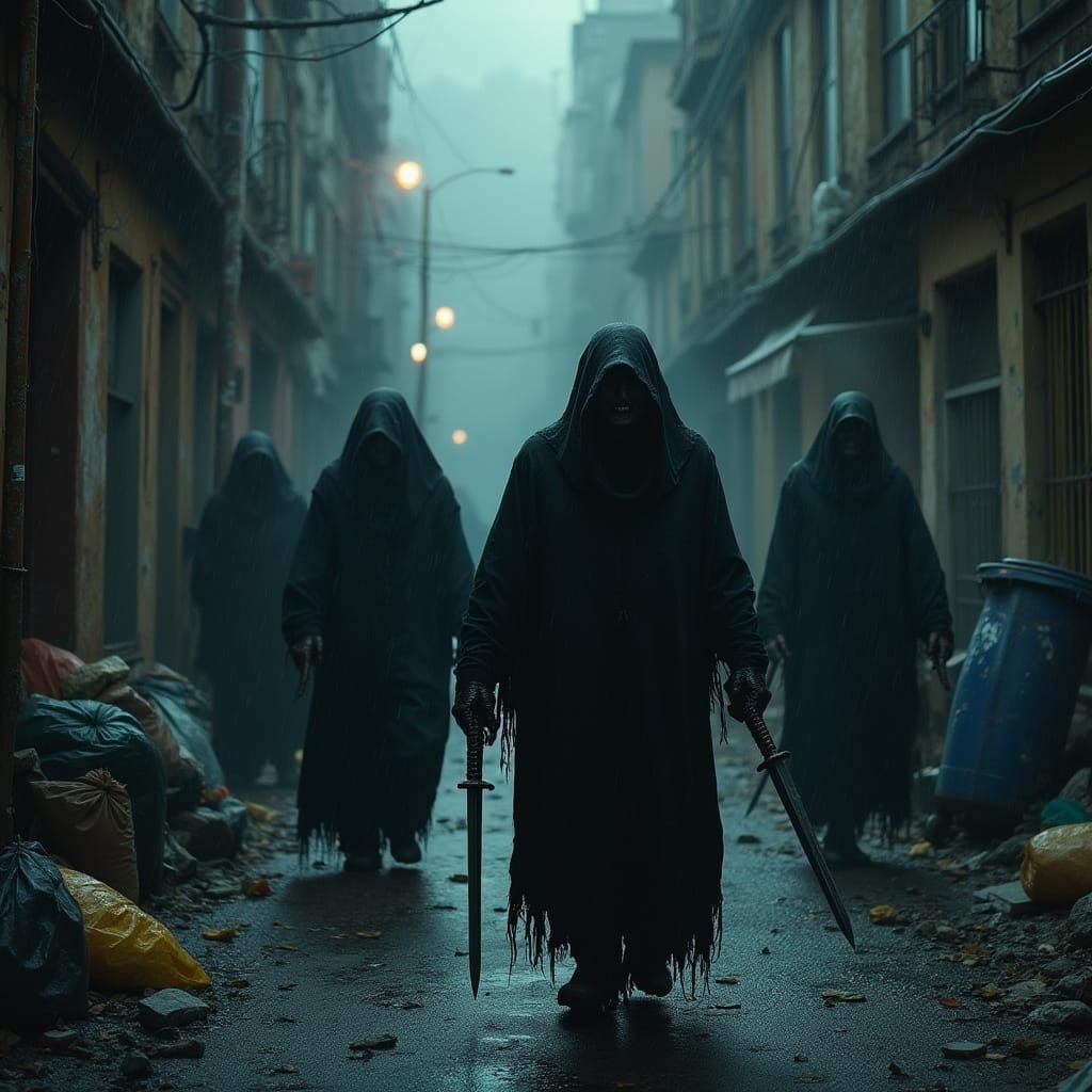 Undead Stalkers in Gritty Midnight Cityscape