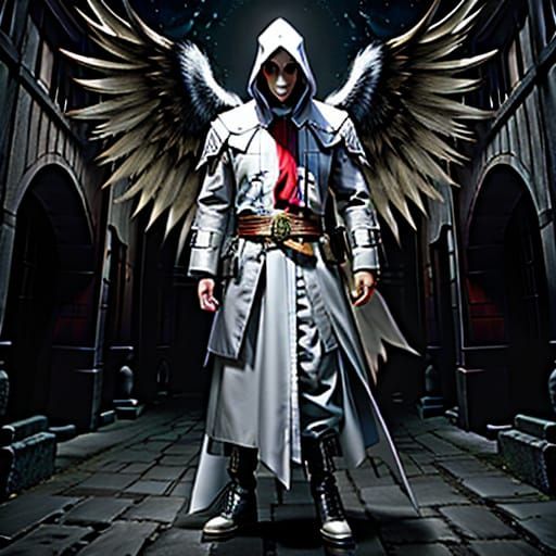 Demon in Dark Courtyard: Horror Photography Style