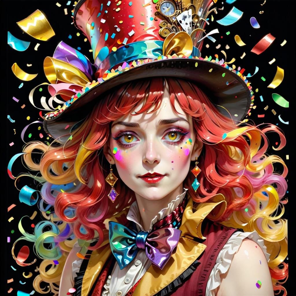 Beautiful woman in rain of confetti