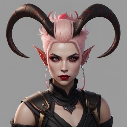 Tiefling Rogue Portrait with Deer Antlers