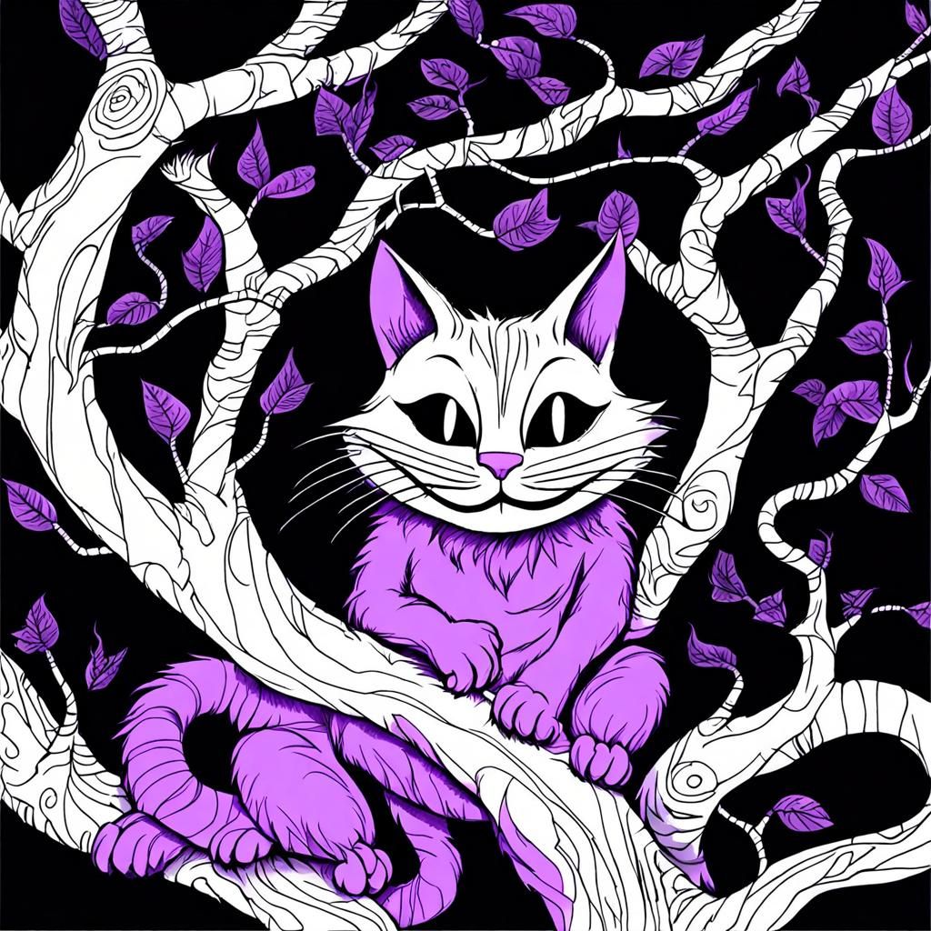 The Cheshire Cat  |   Line Art Drawing